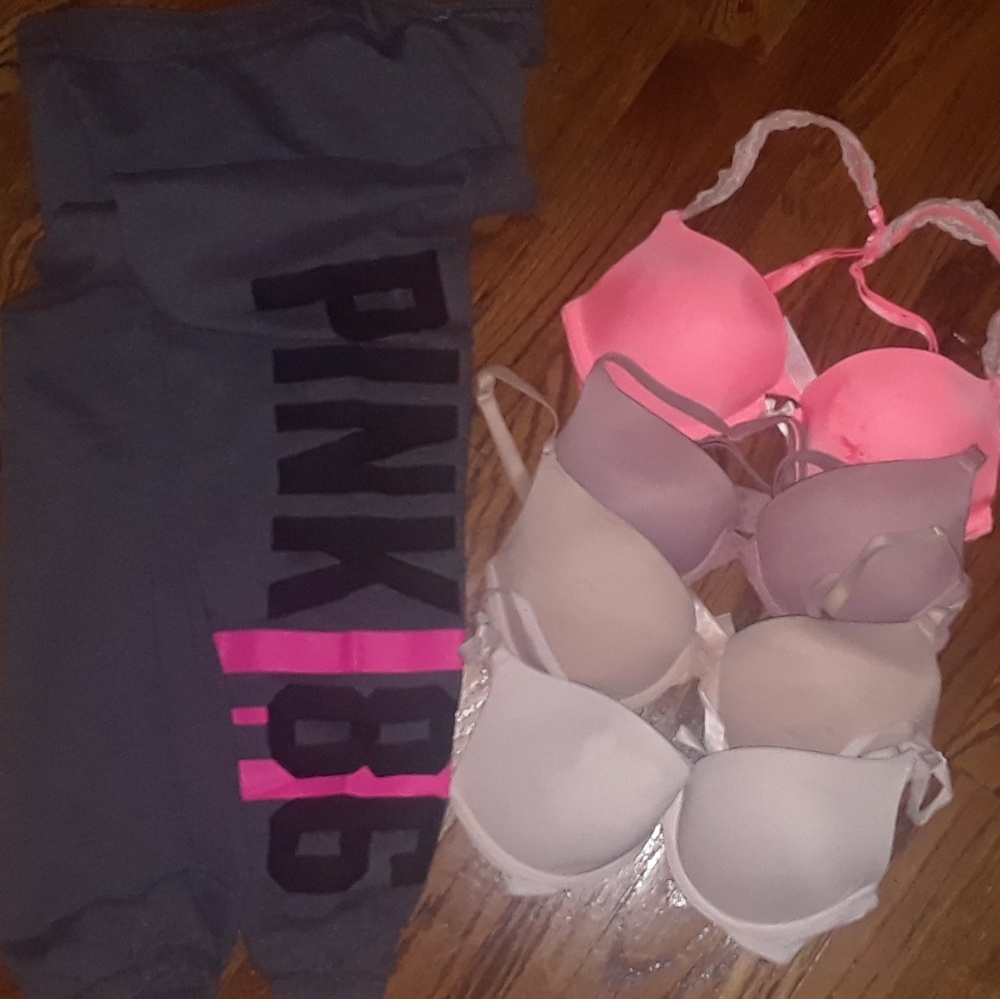Like new victoria secret bra n sweat pants pink co